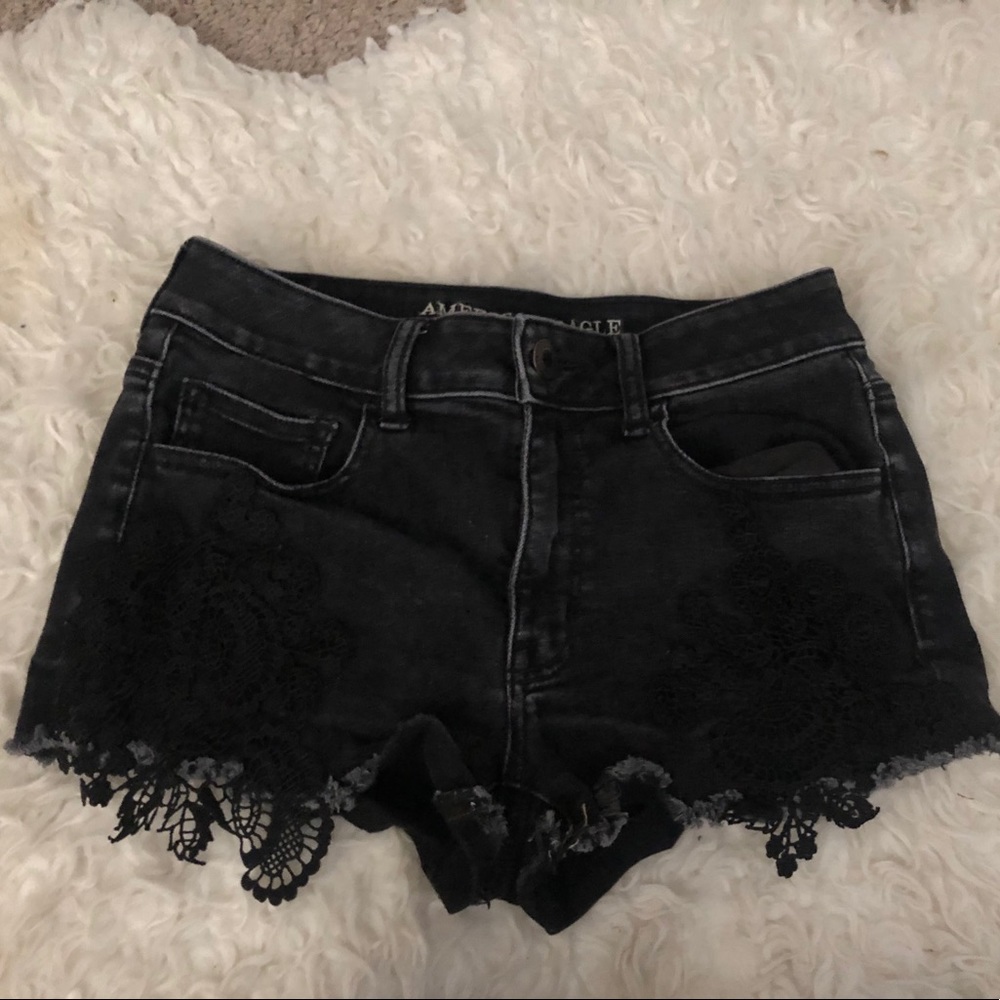 Black American Eagle Lace Detail shorts